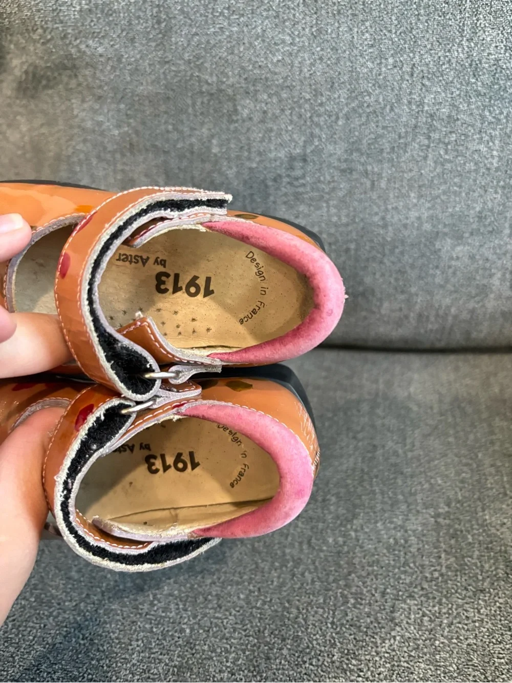 Girls' Peach Floral Mary Jane Dress Shoes with Strap